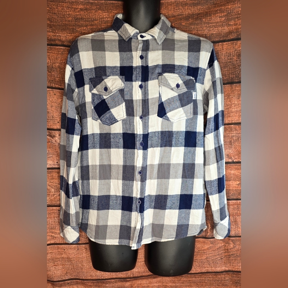 Hurley Brand Men's Blue White Plaid Flannel Size Small AE-2646